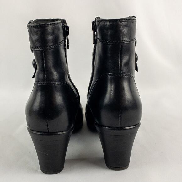 Clarks Black Leather Button Ankle Booties Boots Womens 7.5 - Picture 11 of 16